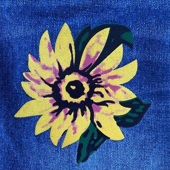 MISSLOOK  Sunflower Painted Distressed Jeans High Rise Straight Leg W31 x L30 - Picture 13 of 14